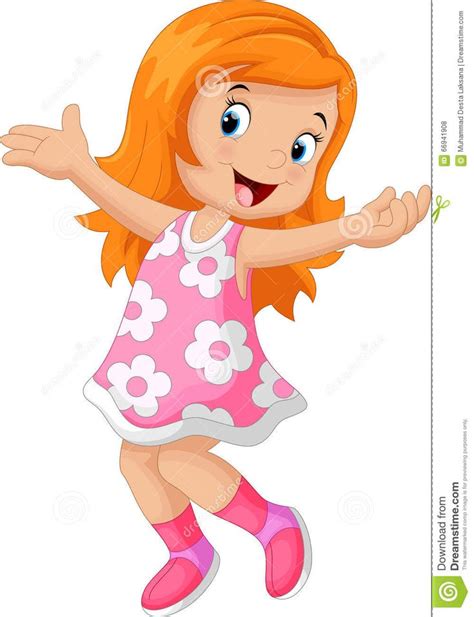 Happy cute girl cartoon stock vector. Illustration of face - 66941908 ...