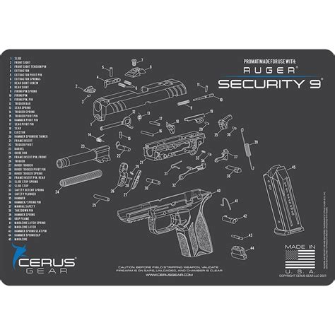 Ruger Security 9® Schematic ProMat: Clean Your CCW Like a Pro | Cerus Gear