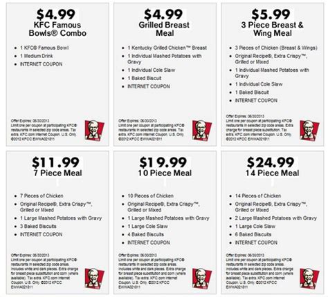 KFC (Kentucky Fried Chicken) Printable Coupons March 2015