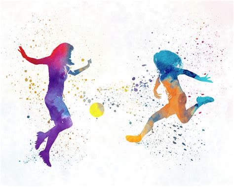 Women soccer players 01 in watercolor Painting by Pablo Romero - Pixels