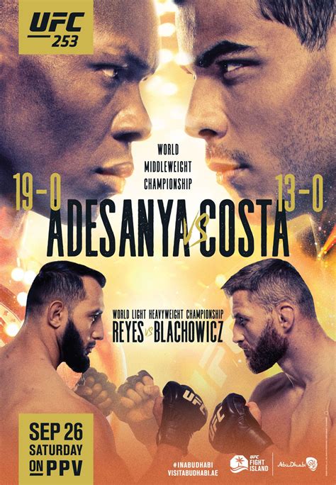 Pic: UFC 253 poster drops for ‘Adesanya vs Costa’ on Sept. 26 on ‘Fight ...