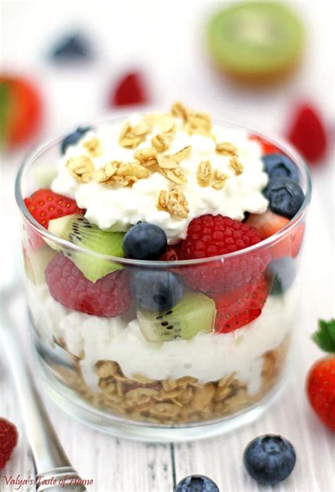 Breakfast Cottage Cheese Fruit Granola Parfait Recipe - Valya's Taste of Home