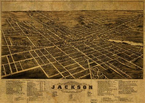 Jackson Michigan Vintage City Street Map 1881 Mixed Media by Design ...