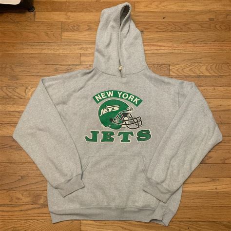 Vintage New York Jets pullover hoodie. Warm Jets... - Depop