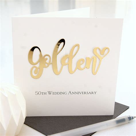 Golden 50th Wedding Anniversary Card | Shop Online - Hummingbird Card Company