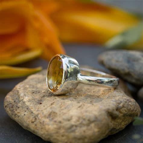 Citrine Oval Ring Silver Birthstone Ring Gold Citrine | Etsy