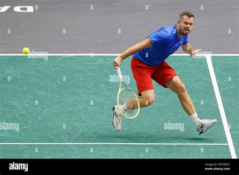 Czech tennis players Jakub Mensik, Adam Pavlasek (pictured) in action ...