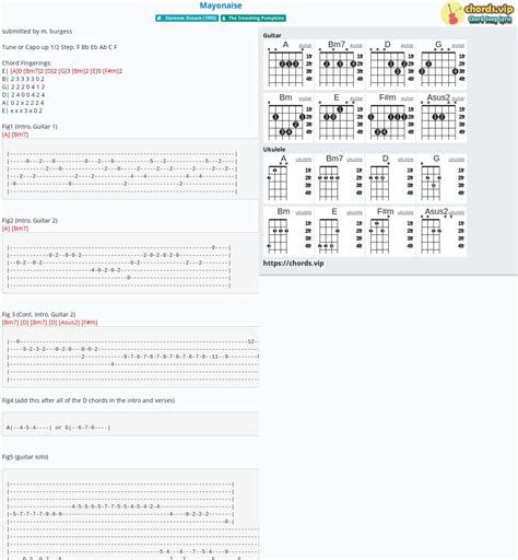 Hợp âm: Mayonaise - cảm âm, tab guitar, ukulele - lời bài hát | chords.vip