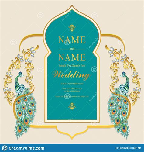 Indian Wedding Invitation Card Templates . Stock Vector - Illustr… | Indian wedding invitation ...