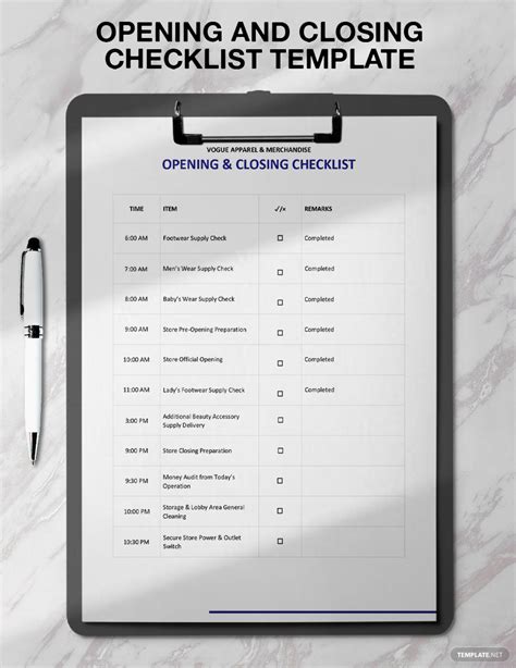 Opening and Closing Checklist Template - Google Docs, Word, Apple Pages, PDF | Template.net