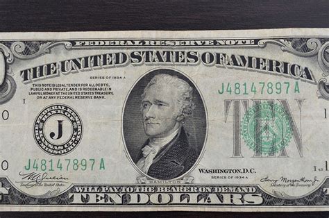 1934 Vintage Ten Dollar Bill, Collectible Currency, Old 10 Dollar Banknote J 48147897 A - Etsy