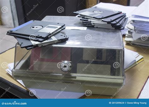 Old Vintage Optic or Floppy Diskettes Collection. Stock Photo - Image of color, computer: 201209624