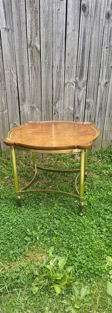 Burl Table Burl Side Table Brass Table Burl and Brass - Etsy