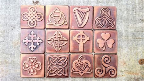 Copper Tiles With Celtic Symbols - Set of 4 - MyMetalCraft – Copper ...