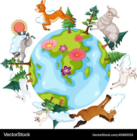 Animals on the planet earth Royalty Free Vector Image