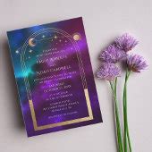 Cosmic Purple Teal Wedding Website RSVP QR Code Enclosure Card | Zazzle