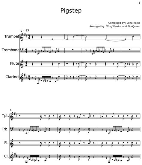 Pigstep - Sheet music for Trumpet, Trombone, Flute, Clarinet