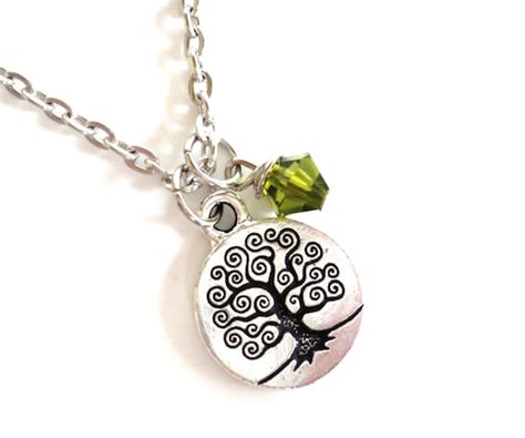 Tree of Life Necklace Earthy Yoga Jewelry Olive Green Unique