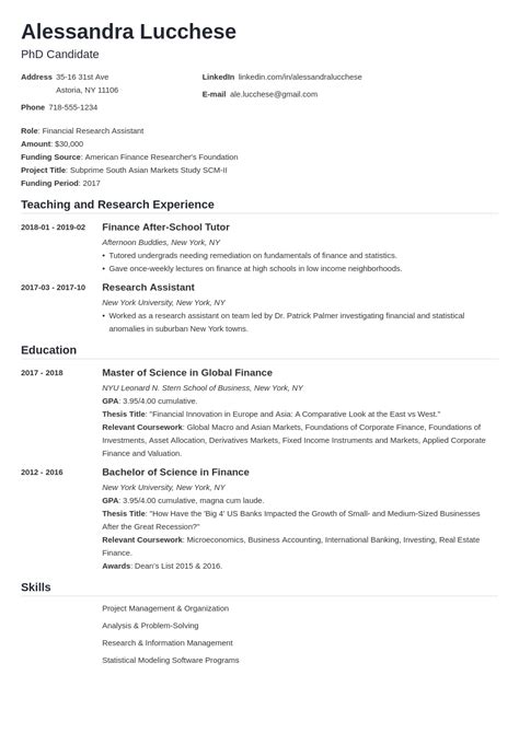 Grad School Resume Examples + Template for 2025