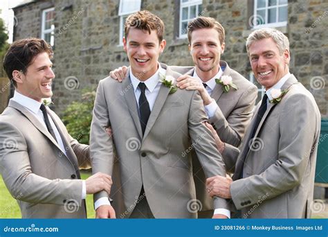 Groom with Best Man and Groomsmen at Wedding Stock Photo - Image of groom, flower: 33081266