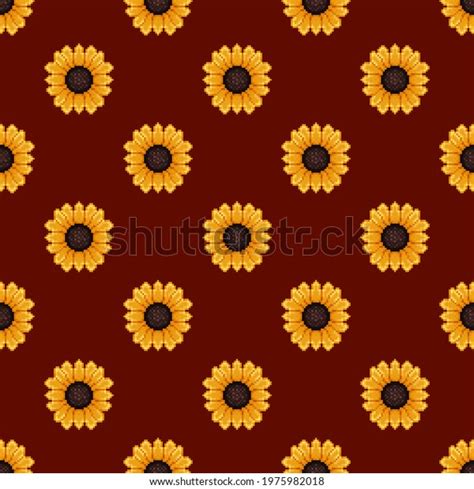 Sunflower Pattern Pixel Art Seamless Pattern Stock Vector (Royalty Free ...