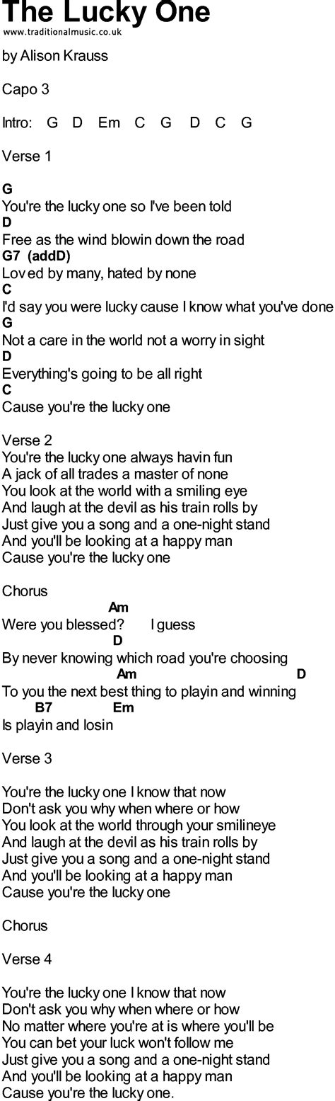 Bluegrass songs with chords - The Lucky One