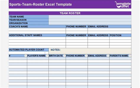 Sports Team Roster Excel Template: Create Team Rosters in Just Minutes