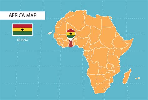 mapa de ghana en áfrica, íconos que muestran la ubicación y las ...