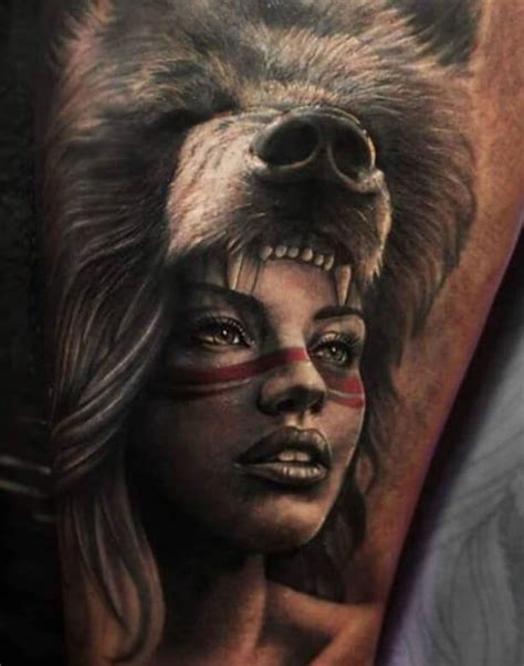 12 Best Bear Headdress Tattoo Designs Indian Women Tattoo, Indian Girl Tattoos, Indian Tattoo ...