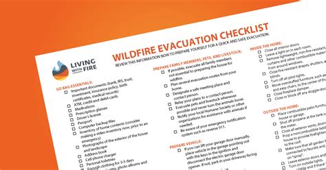 Evacuation Checklist | Living With Fire