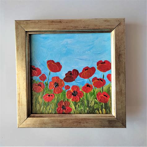 Painting of Poppies Field of Poppies Original painting small - Inspire ...