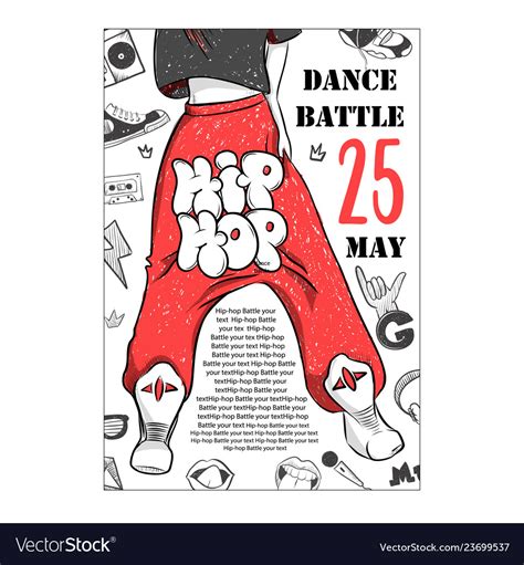 Poster hip hop dance battles of legs Royalty Free Vector