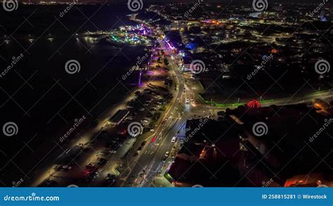 Aerial Shot of the Southend Seafront with Cars Driving on the Road at Night Stock Video - Video ...