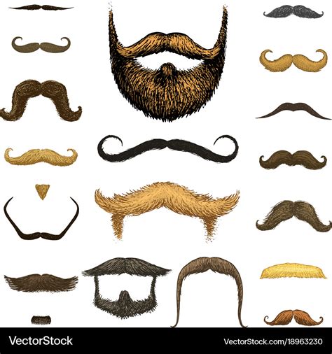 Set of mustache and funny beard men hipster Vector Image