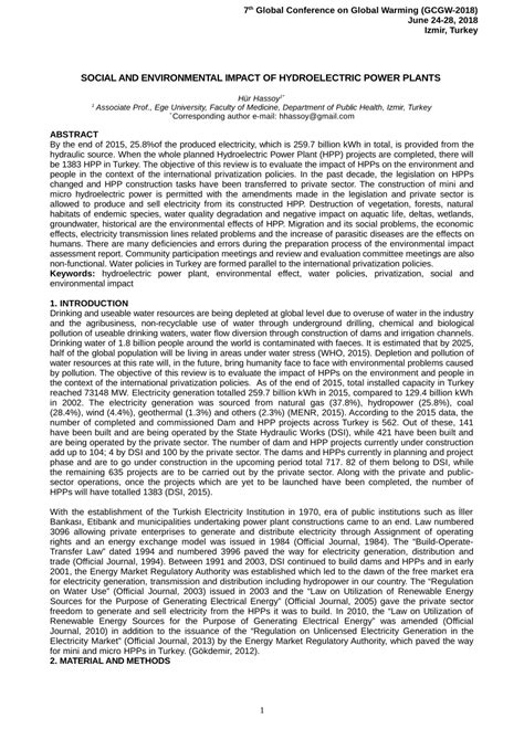 (PDF) Social And Environmental Impact Of Hydroelectric Power Plants