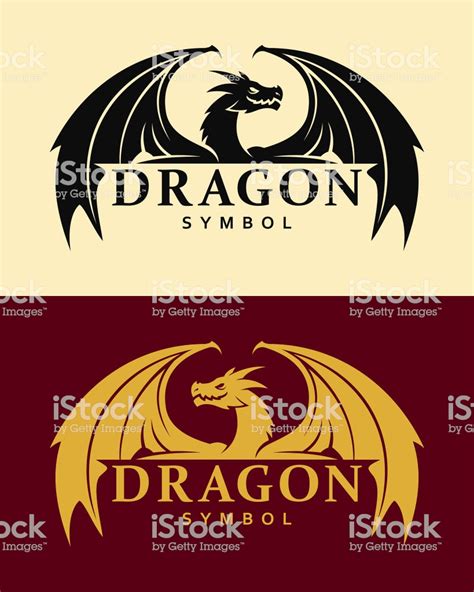 Vector silhouette of dragon symbol with replaceable text part | Symbols ...
