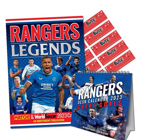 Buy Glasgow Rangers 2023 & Glasgow Rangers Desk Easel 2023 with Free Organisational Stickers ...