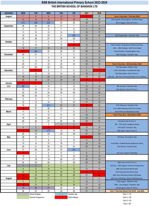 New BSB calendar 2023_2024 | BSB British International Primary School