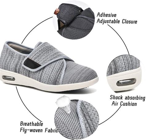 GSFY Men's Diabetic Orthopedic Shoes - Wide Width, Adjustable Strap ...