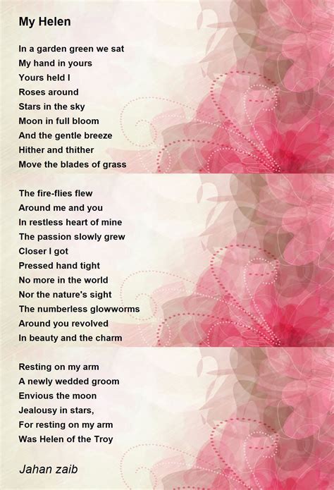 My Helen by Jahan Zeb - My Helen Poem