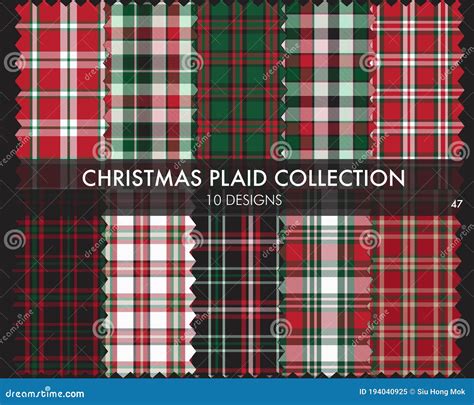 Christmas Plaid Tartan Seamless Pattern Collection Stock Vector - Illustration of green, flannel ...