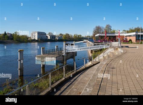 Waterfront promenade on the river Elbe in Magdeburg Stock Photo - Alamy