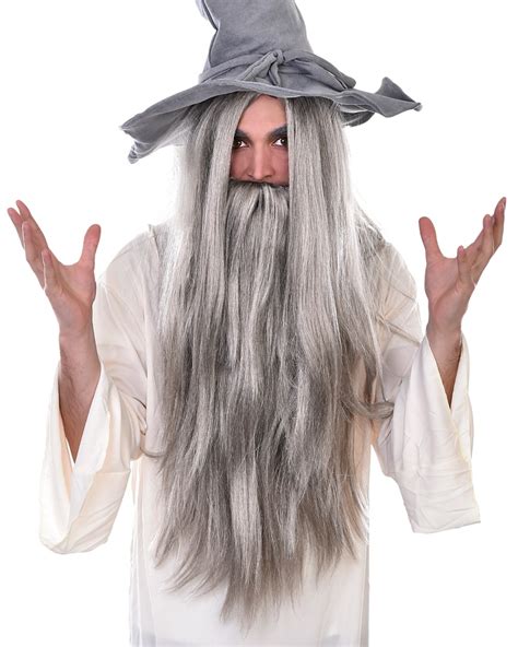 Wizard Beard & Wig Set - Grey - Suitable for Party to Celebrate