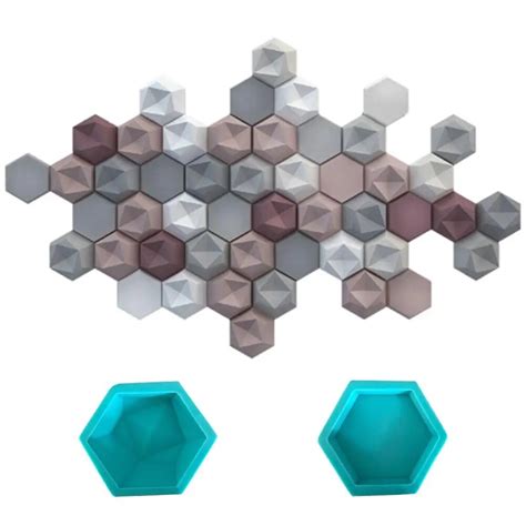 Hexagon Geometric Wall Concrete Wall Molds TV Background DecorWall Brick Molds Silicone Forms ...