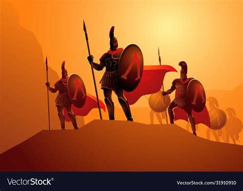 Three hundred spartans at battle Royalty Free Vector Image