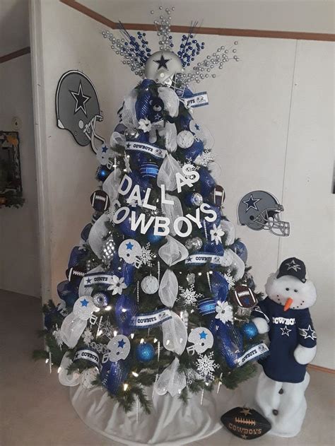 Dallas Cowboys Christmas Tree with Blue and White Ornaments