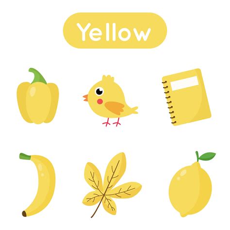 Flash cards with objects in yellow color. Educational printable worksheet. 2171221 Vector Art at ...