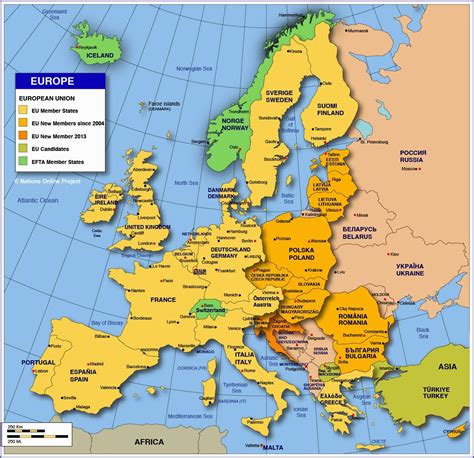 Harta statelor membre ale uniunii europene