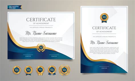 Blue and gold certificate of achievement template 3736774 Vector Art at ...