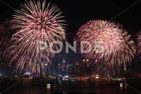 New york city manhattan fireworks show Stock Photo #21557470